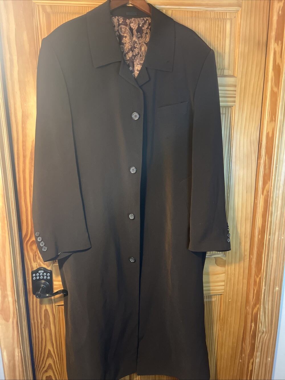 Men's FALCONE Super 150’s Coat Beautiful Brown Color Button Front, Italy XL